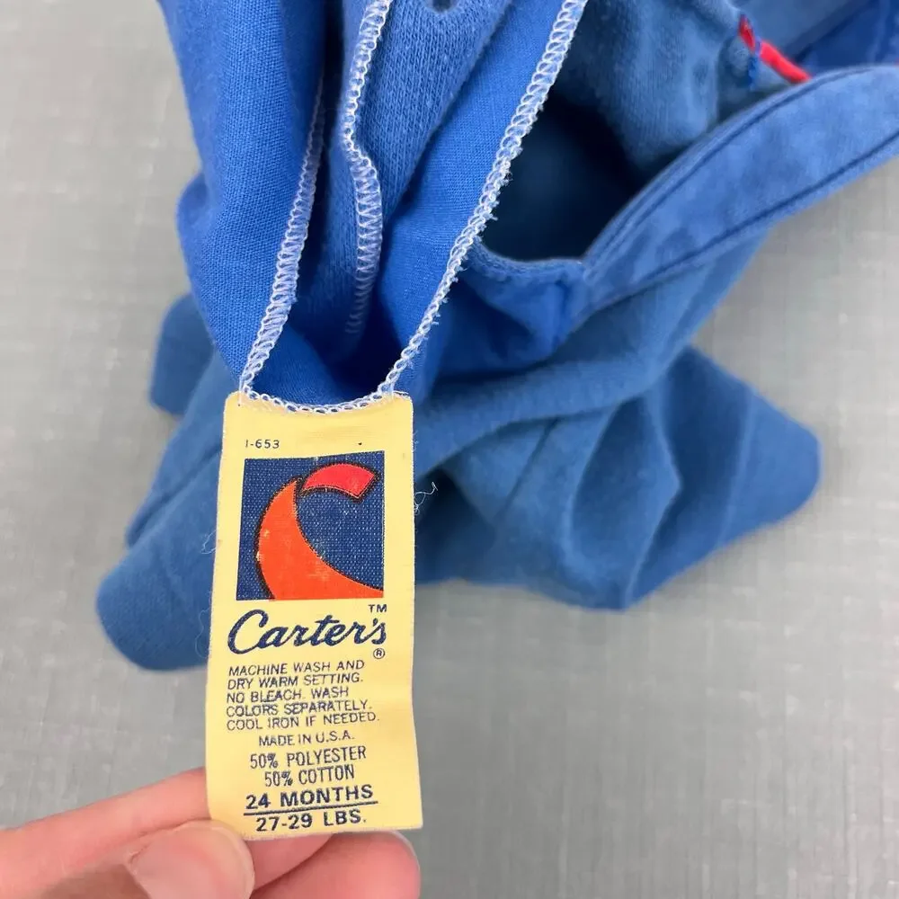Vintage Carter's Blue Embroidered Truck Shortalls 24 Months USA